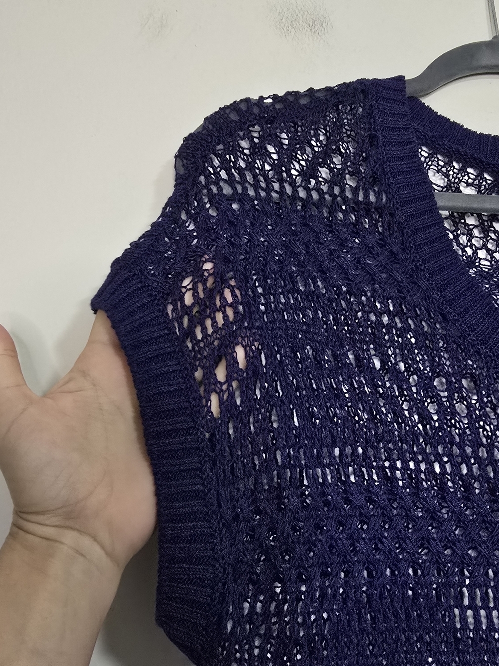 Tommy Bahama Linen crochet open knit Swim coverup Top in Blue beach Coastal Pool - Picture 5 of 7